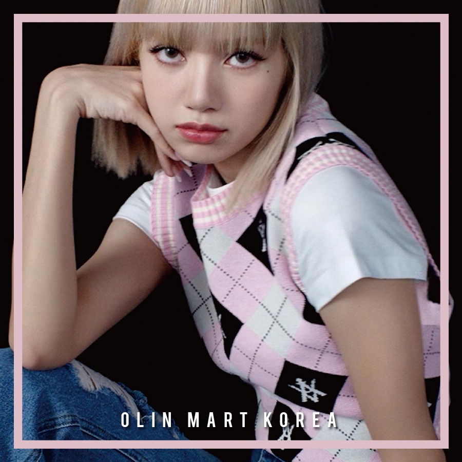 ADLV X LISA A Logo Pattern Knit Vest Pink