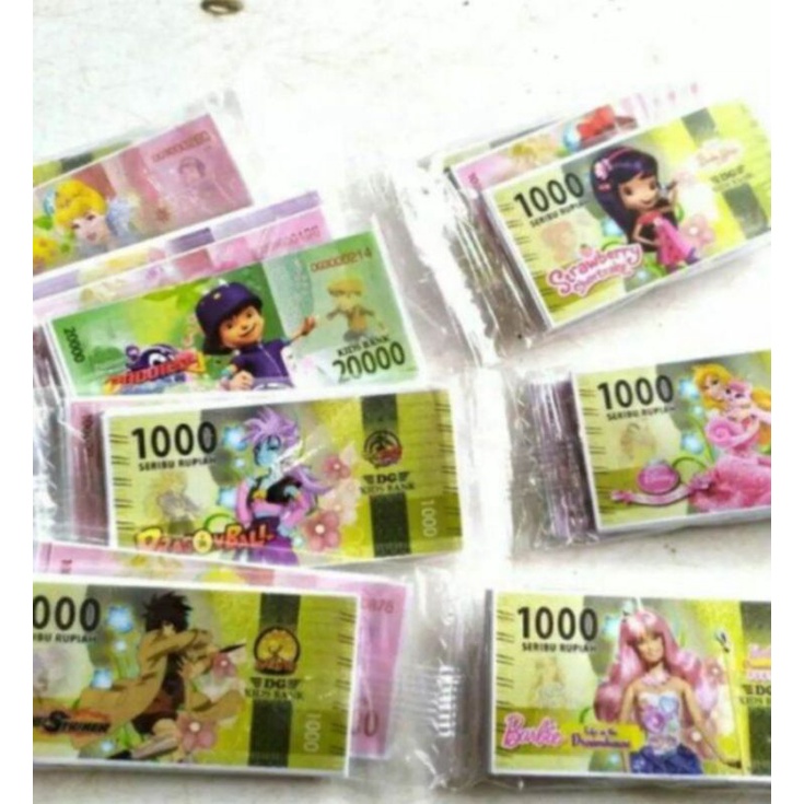 Mainan anak uang mainan karakter kartun ukuran mini isi 24pck