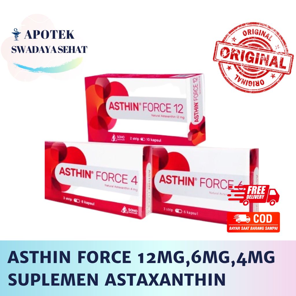 ASTHIN FORCE 12MG Strip Tablet Astaxanthin 6MG 4MG Strip Suplemen Kesehatan Anti Radikal Bebas Astin