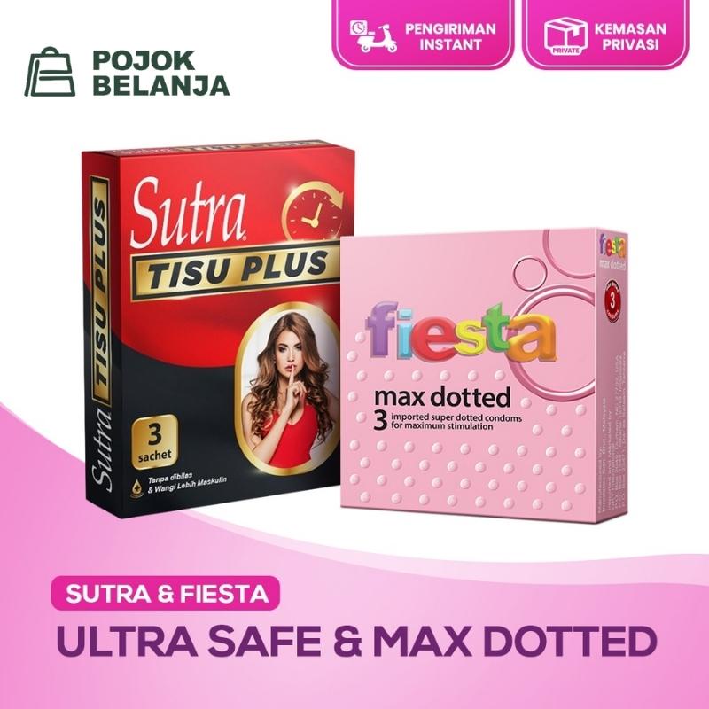 Kondom Fiesta Max Dotted 3s & Sutra Tisu Plus Isi 3 Sachet / Tissue Magic / Sutra Plus / Privasi Ama