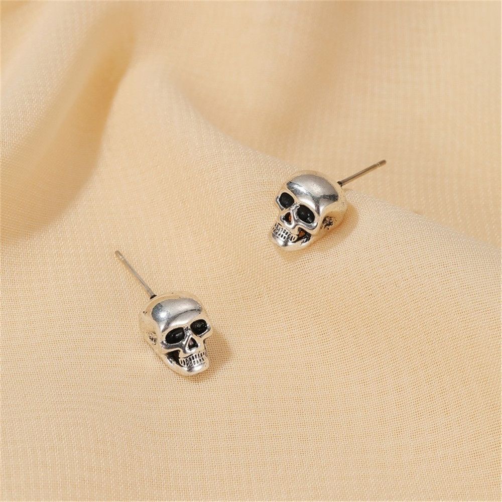 ROW Trend Ear Nail Festival Jewelry Gifts Halloween Stud Earring Ghost Head Copper Gothic Style Piercing Skull Head/Multicolor