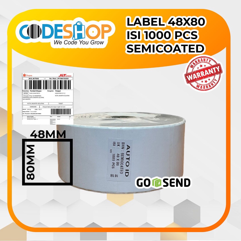 

PROMO LABEL STIKER BARCODE SEMICOATED UK.48X80 / 48 X 80 1LINE @500 PUTIH POLOS