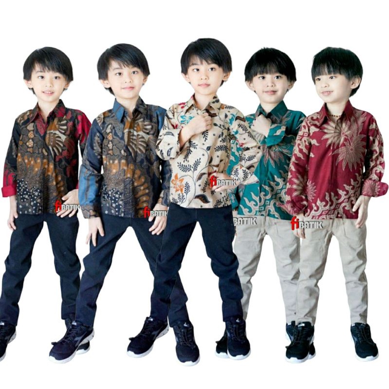 Kemeja Batik Anak Laki Laki M L XL XXL Baju Batik Anak Lengan Panjang Seragam Batik