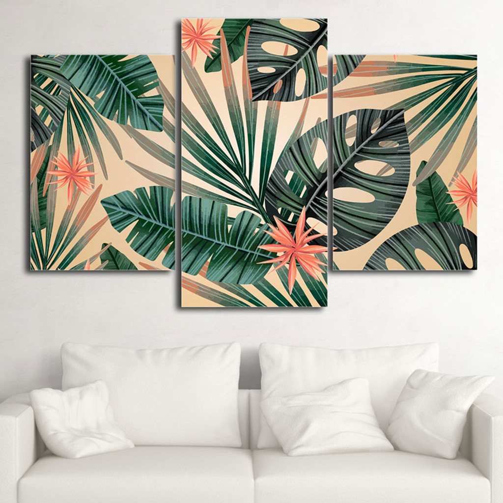 HIASAN DINDING SET TROPICAL KAMAR DEKORASI RUMAH WALL DECOR SATU SET TROPICAL LEAF