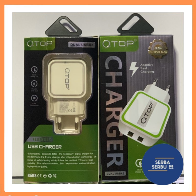 Batok Charger Qtop 2USB 3.5A LED ( GARANSI )