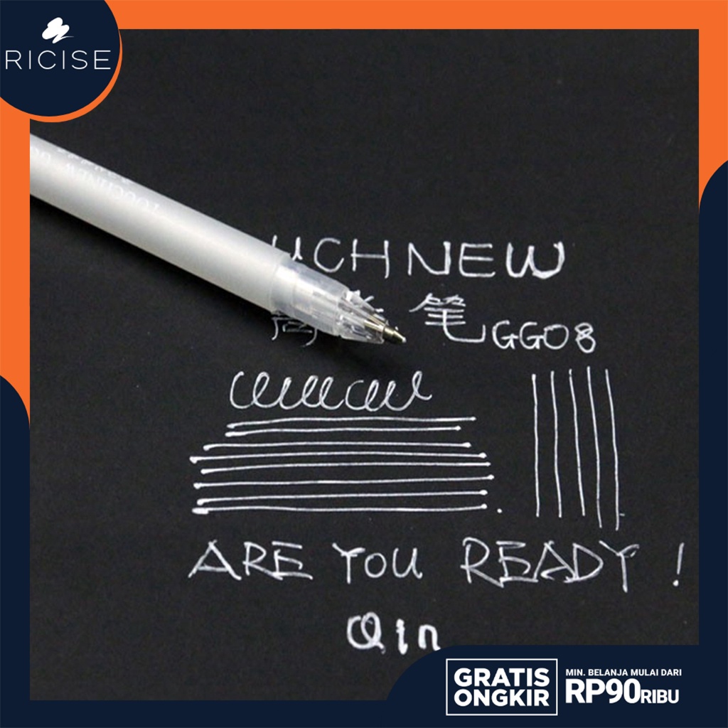 

RICISE - Pulpen Gel Tinta Putih Highlight Liner Sketch Markers White Paint Marker Brush Pen Murah - STA01