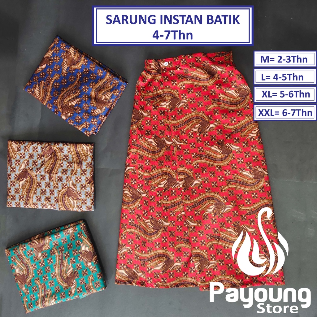 EL-NAFFA Sarung Instan Anak, Sarung Anak Instan, Sarung  Anak Motif Batik Usia 2-8th (SRB) PROMO PRODUK BARU