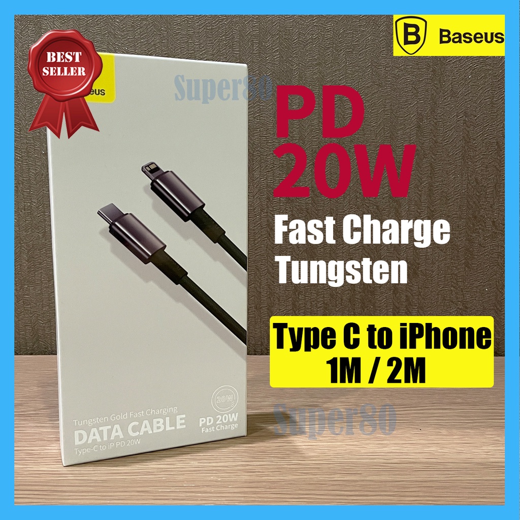 Baseus PD 20W Type C to Lightning Cable Tungsten Kabel Data Charger iPhone Fast Charging 1m 2m