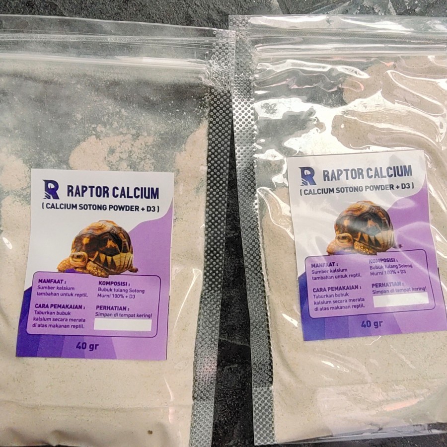 Calsium Raptor +D3 40gram bubuk tulang sotong Tortoise kura reptile