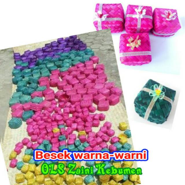 20 pcs (10 pasang) Besek bambu warna-warni, 18x18 cm. paling Murah