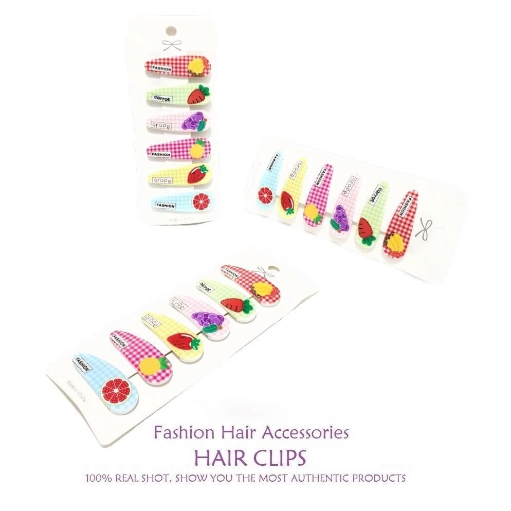 [6pcs] Jepit Rambut Tiptpop Set 5.5cm Anak Kecil Motif Buah Jepit Poni Jepitan Klip Rambut Samping Side Slide Hair Clips