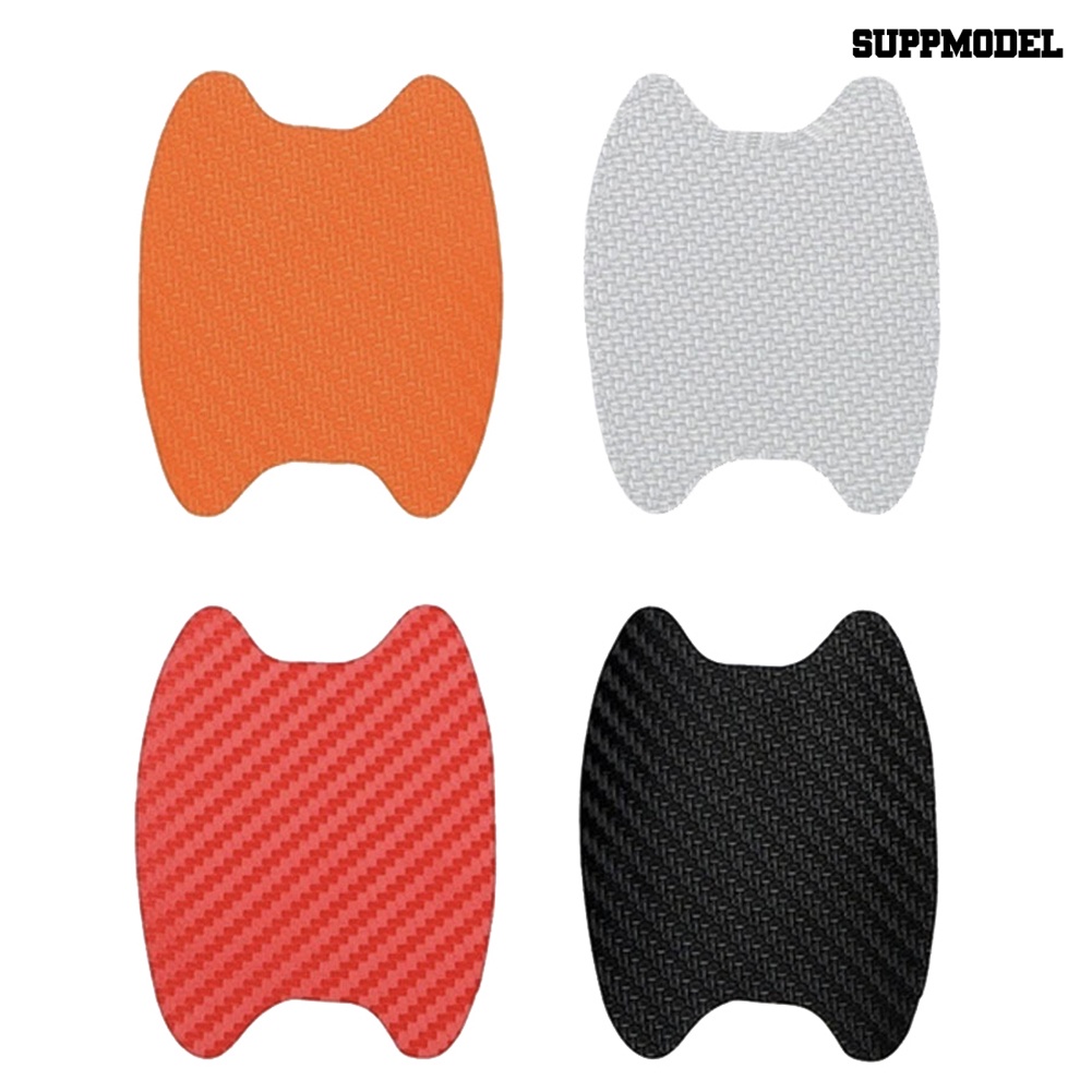 Car 4Pcs Stiker Cover Gagang Pintu Mobil Universal 4D Bahan Carbon Fiber Anti Gores