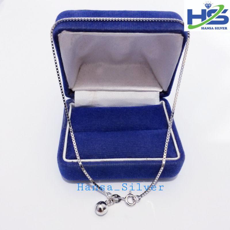 Gelang Kaki Perak Silver Asli 925 Lapis Emas Putih Italy Kotak