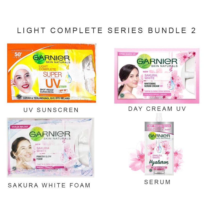 Garnier Sakura Series Sachet - Termurah perawatan wajah garnier Day Cream Sakura, Sakura Foam, Sunscreen , Garnier Serum