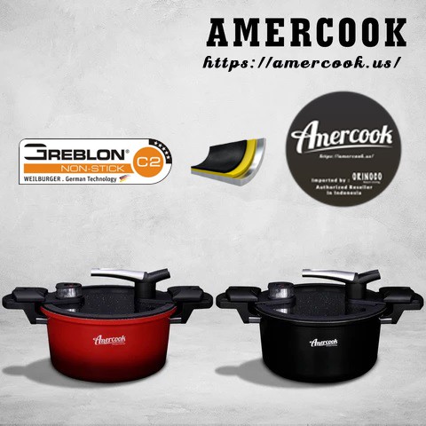 Presto Amercook Fresh Cook Low Pressure Cooker Black Non-stick 5 Liter Original