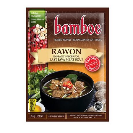 Bumbu rawon instan bamboe 54 Gram Untuk 4 Porsi