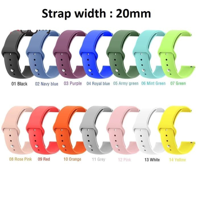 TBI - 20mm Strap Silicon Pin n Tuck Samsung Galaxy Active Gear Smart Watch 2019 Tali Jam