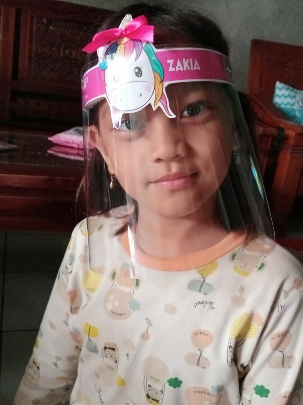 Face Shield Anak & Dewasa - Buka Tutup (nama / Karakter Lucu)