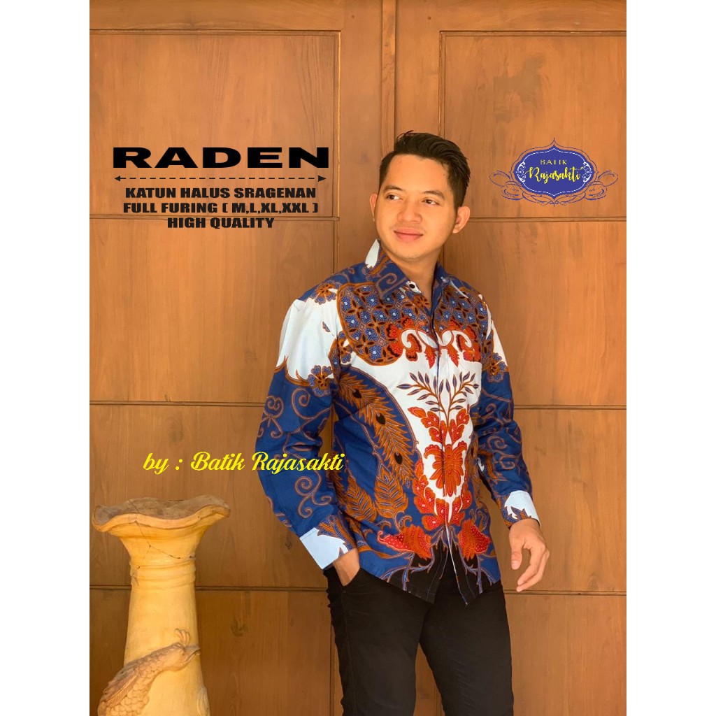 RADEN RAJASAKTI KEMEJA BATIK SOLO PRIA LENGAN PANJANG LAPIS FURING ATASAN BATIK PREMIUM MODERN KATUN HALUS BAHUWIRYA  BANAMITRA BANAMITRA PUTIH BANGSAWAN BAYU PUTRA BERLIAN BIRU BHARATAYUDA BIMASENA BIRENDRA BIRU INDAH BRAHMAKERTA BRAHMAKERTA MERAH