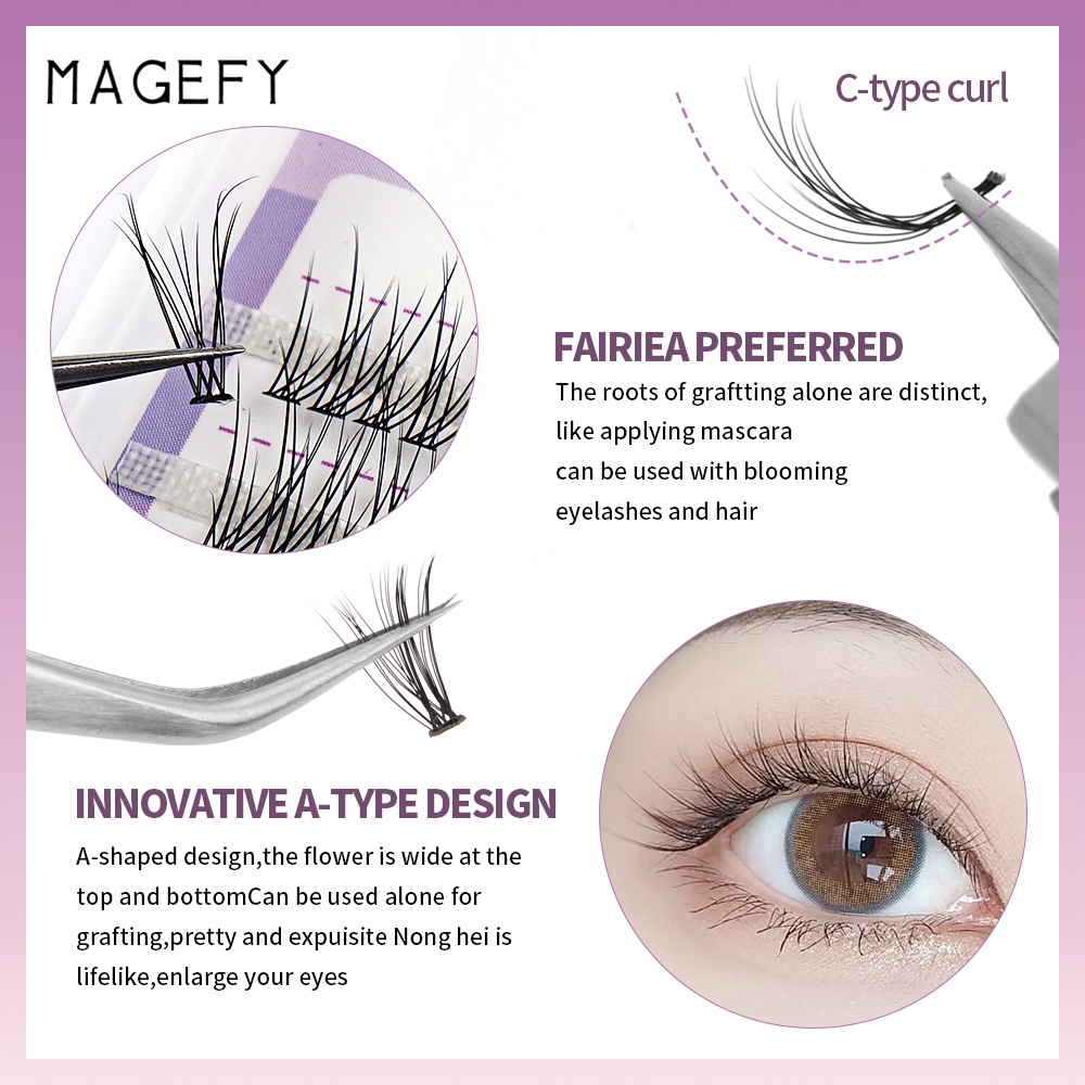 Magefy False Eyelashes High Quality 3D Natural Fairy Style Lash 11-14mm C-Level Curl Lash Extension