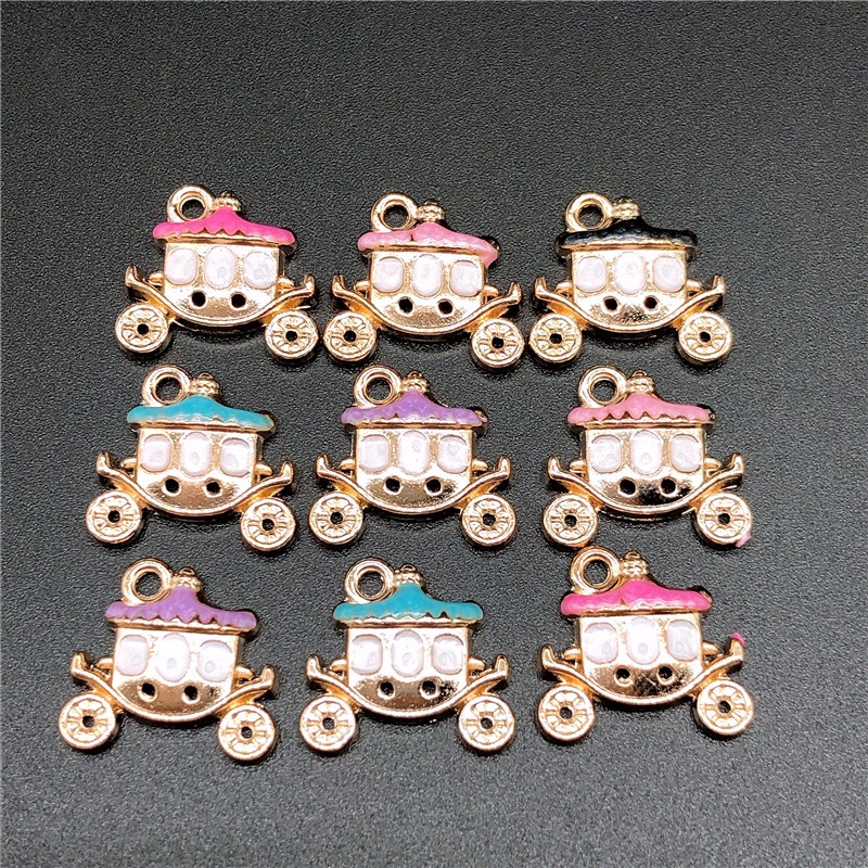 4pcs Liontin Enamel Bentuk Labu Mobil Bahan Alloy Charms