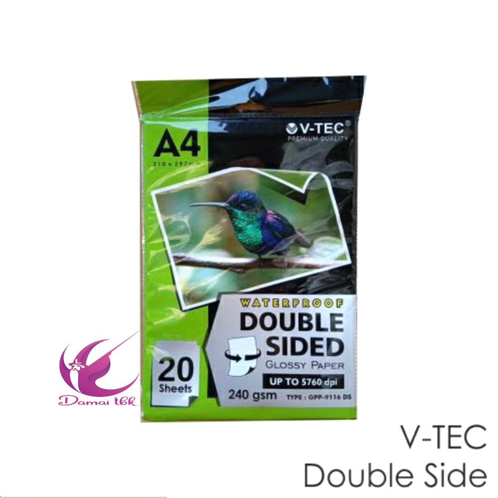 

Photo Glossy Paper Double Sided Waterproof V-Tec kertas foto dua sisi V-Tec 9116 240 gsm a4