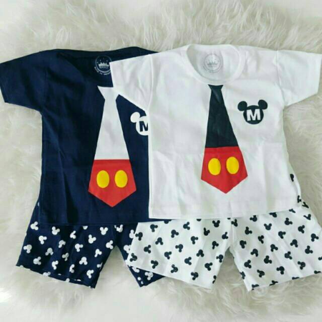 Baju Bayi setelan pakaian Bayi Cowok mickey dasi