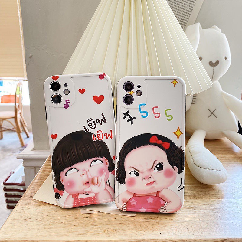 Casing Ponsel dengan Pola gadis gemuk lucu untuk IPhone 12 12promax Cute 7 8Plus SE X XS Anti-fall XR Xsmax 11 11pro 11promax Casing Ponsel Silikon Ggnh