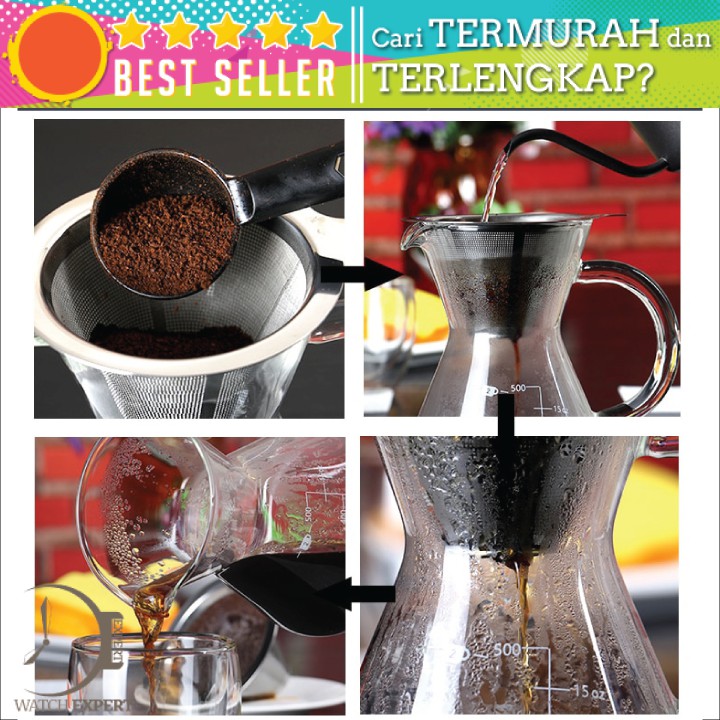 BAYAR DI TEMPAT Teko Kopi Barista 600ml Dengan Filter Coffee Maker Pot V60 With Filter