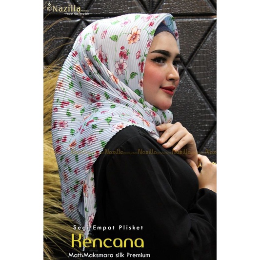 Jilbab Segi Empat Motif Plisket Polycatton Ori Nazilla-Kencana Blue