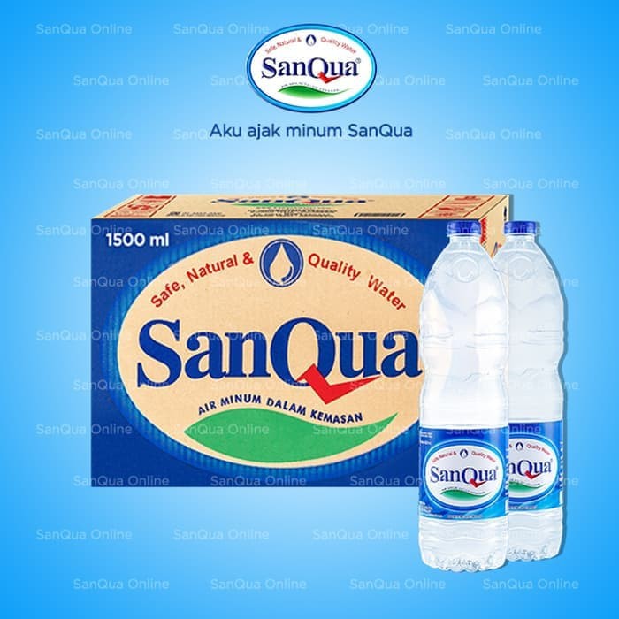 

Sanqua Air Mineral Botol 1500 ml Isi 12 Pcs - 1 Karton [Gosend/Grab]