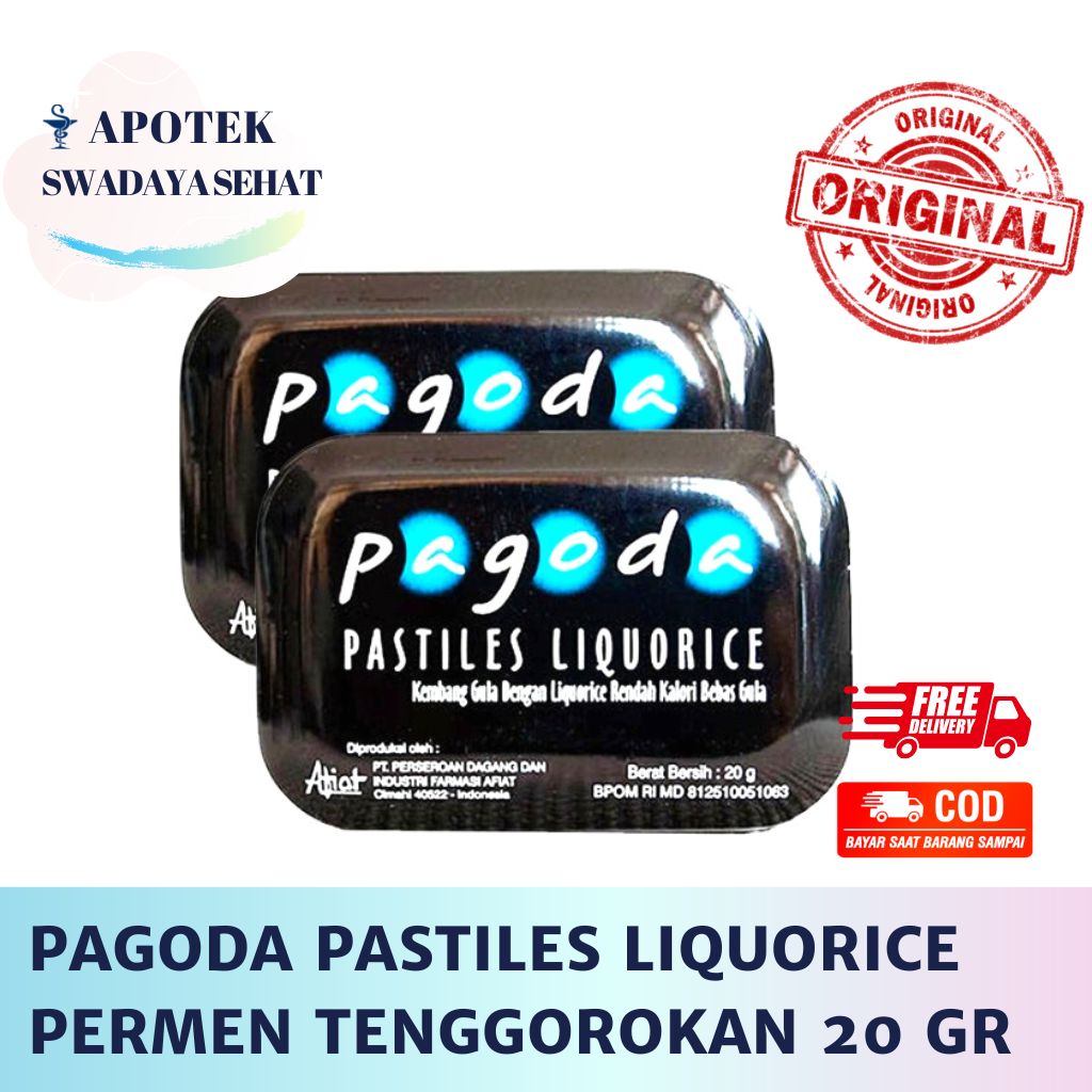 PERMEN PAGODA PASTILES LIQUORICE - Pelega Tenggorokan 20 GR