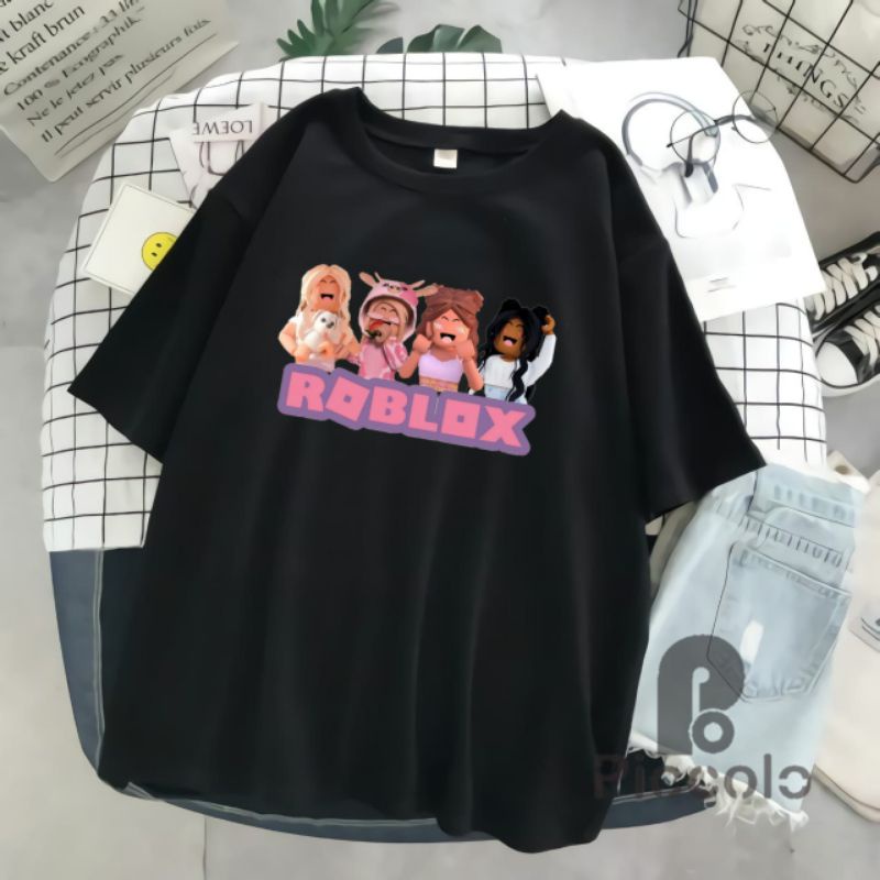 baju kaos anak anak roblox gril /kado ulang tahun bahan premium (free nama anak)