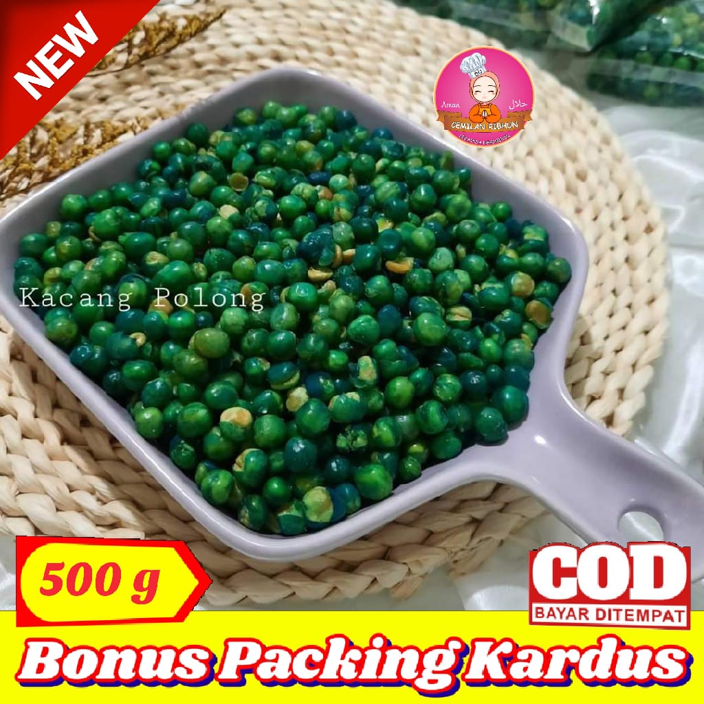 

Kacang Polong Hijau 500g - Cemilan Ribhun - makanan ringan jajanan jadul camilan termurah jajanan murah cemilan sehat snack kiloan