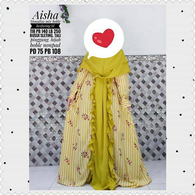 GAMIS SALUR BUNGA MONALISA MIX BUBBLE SET KHIMAR BUBBLE