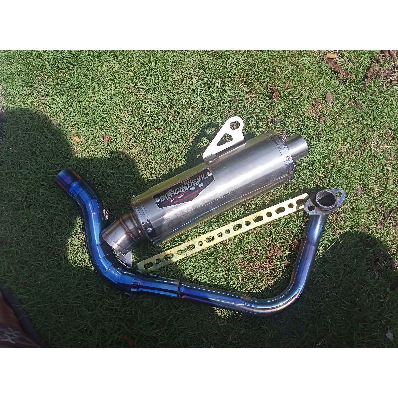 (SUDAH FULSET LEHER BLUEMOON) Knalpot Black devil beat Mio aerox 155 motorstar Easy Ride 155 Scoopy 
