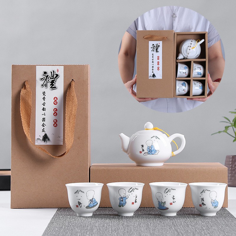Kungfu Tea Pot Set 5 in 1  Monk set keramik Gift Pack
