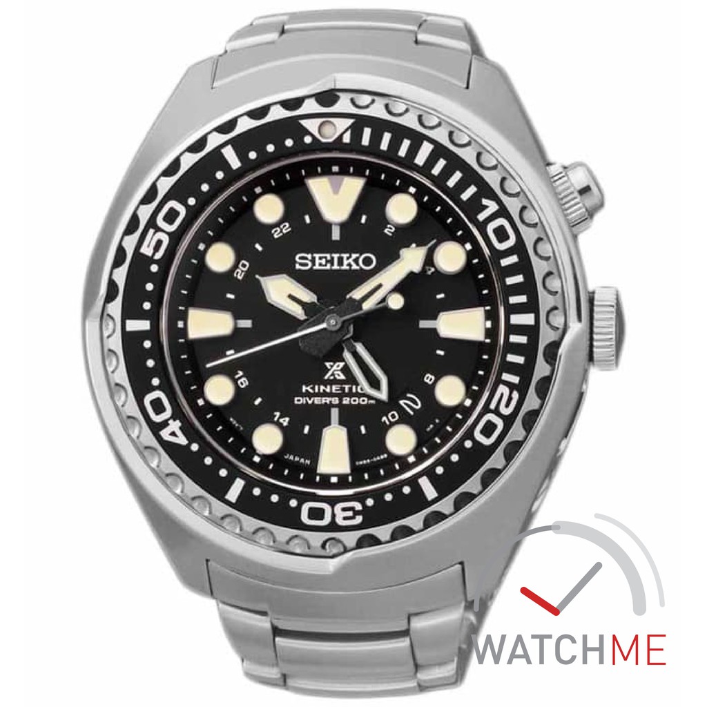 Seiko Prospex SUN019P1 Kinetic GMT Black Dial 200m Stainless Steel Original Bergaransi