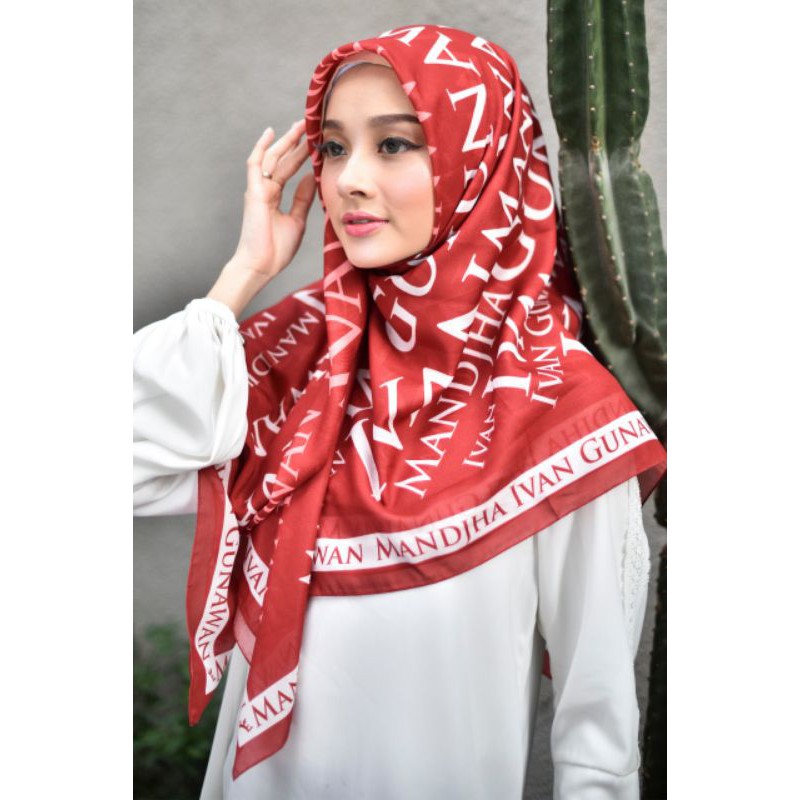 new scarf Voal hijab manjha ivan gunawan - new monogram red