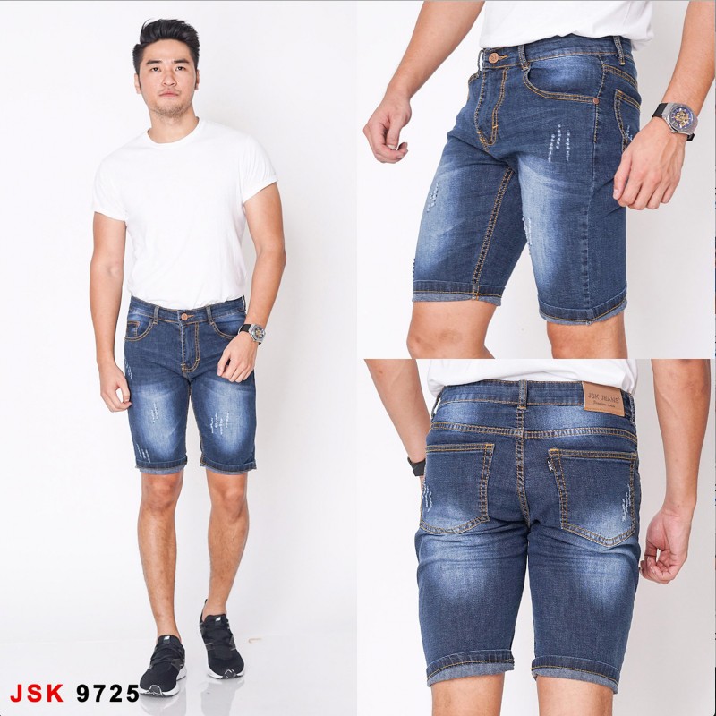 [SIZE 28-34] CARLOS 3/4 Short Pants Jeans - 6 WARNA / Celana Pendek Pria Bigsize