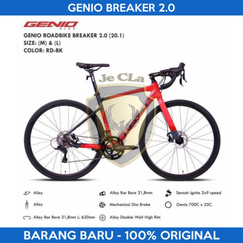 Sepeda Balap Roadbike Road Bike GENIO BREAKER 2.0 Alloy 18 Speed