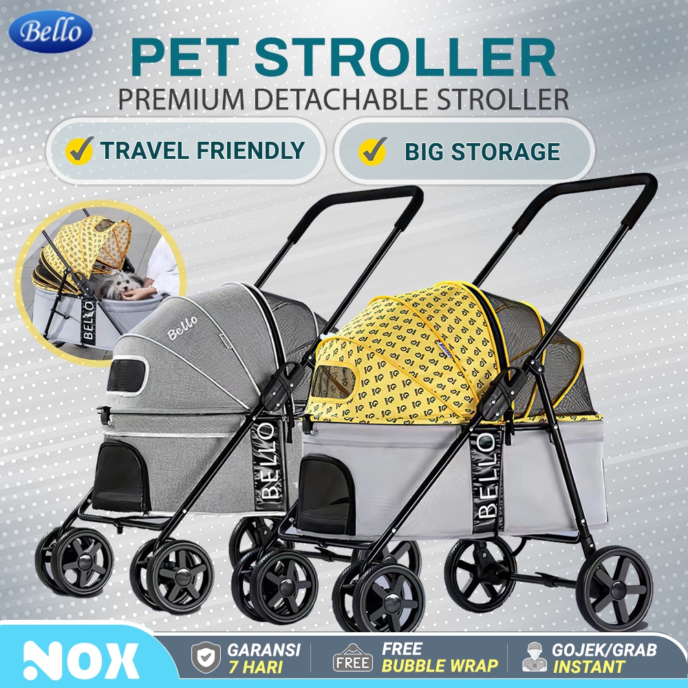 Jual Bello Premium Pet cat dog stroller cart trolley carrier troli kereta dorong hewan