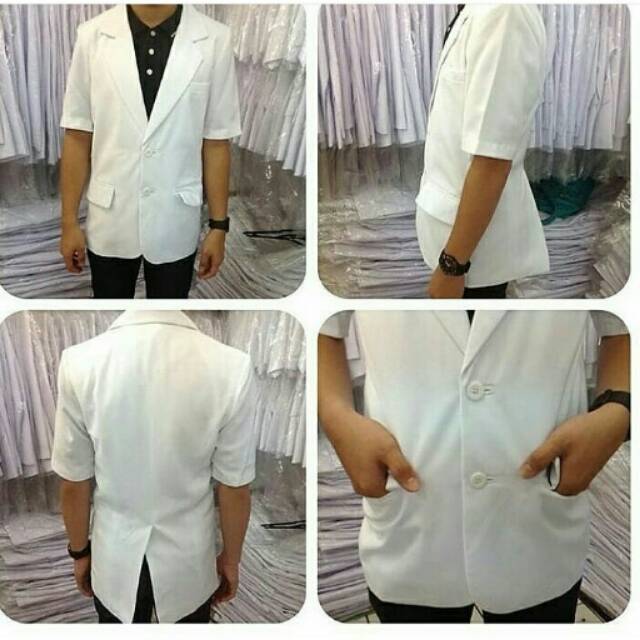 Jas dokter pria lengan pendek