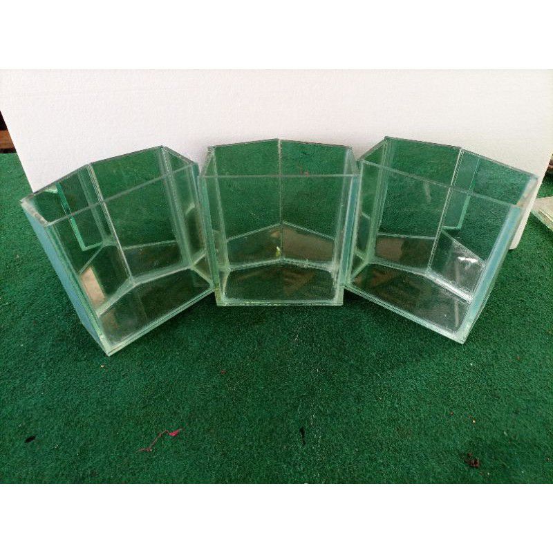 Aquarium kaca mini/soliter selfi segi lima mini ikan cupang/1 pcs