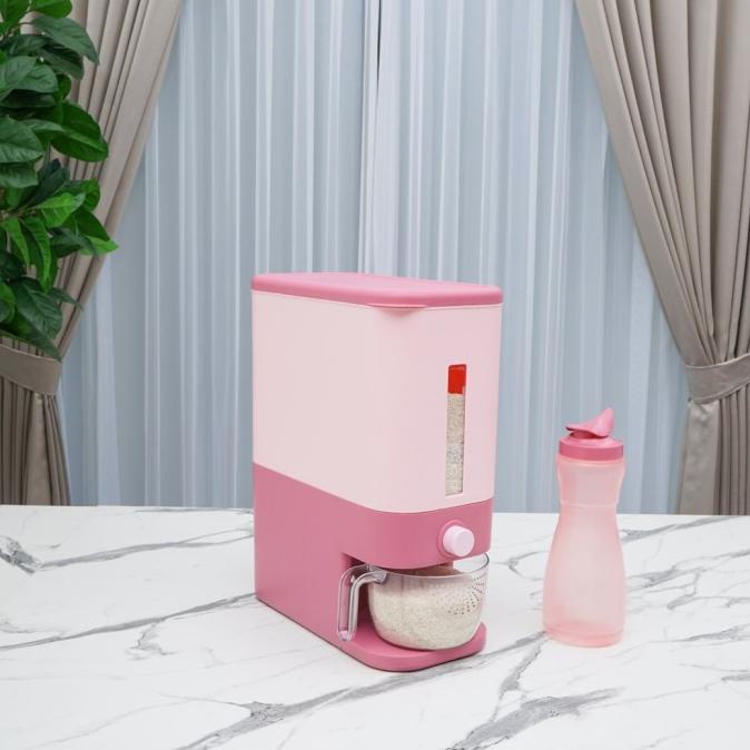 Tempat Penyimpanan Beras 12kg Technoplast Rice Keeper Box Plastik PP - pink --Termurah--