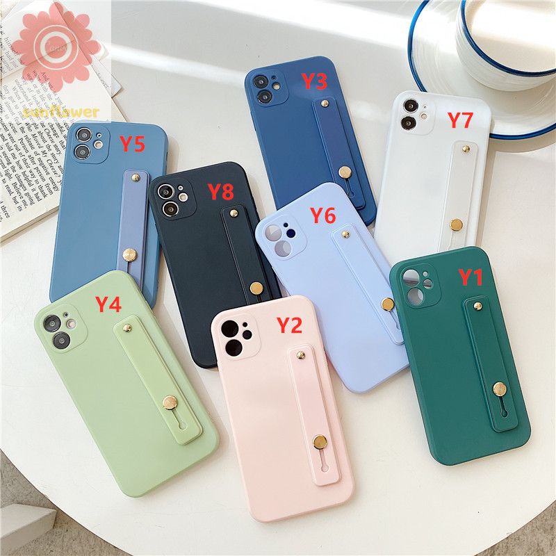 Soft Case iPhone 8plus 7plus 8 7 6 6s Plus iPhone 11 pro Max X XS SE Candy Color Soft Silicon Cover With Wristband Holder