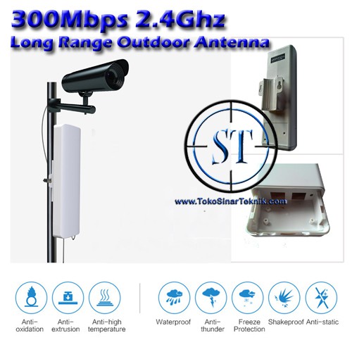 Casing + Antenna 16dBi 2.4G 300M Wifi AP High Power Outdoor Type A1 Kotak Isolator Antena Wireless Modem