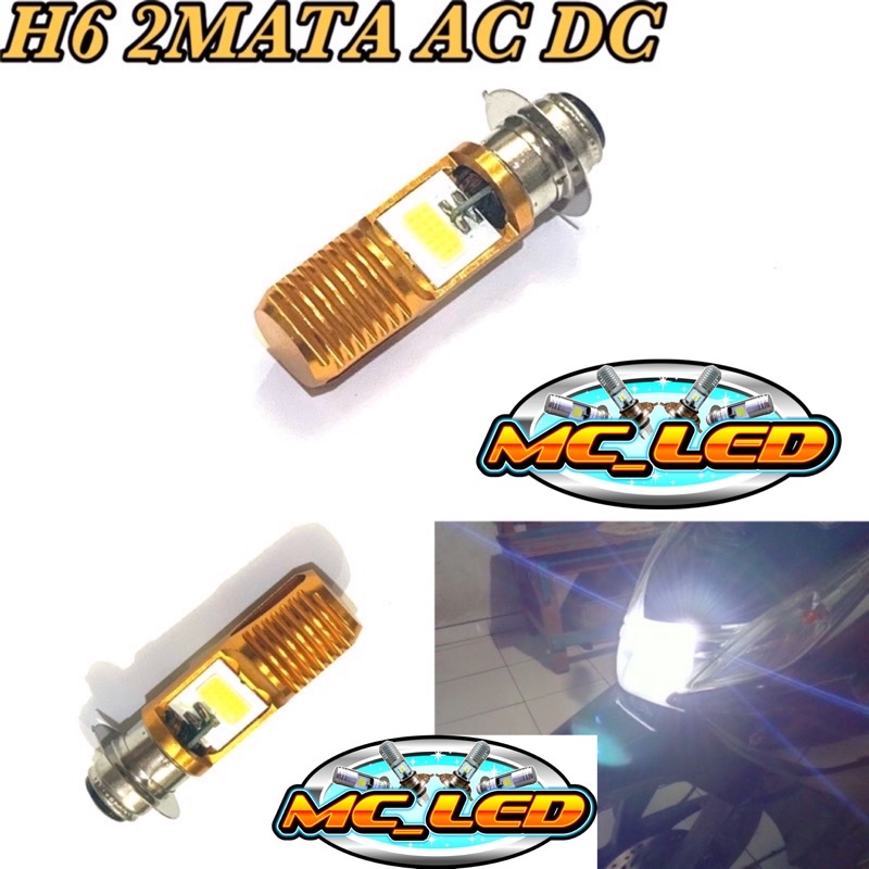 LAMPU LED MOTOR H6 2 MATA LED HI LO AC DC BEBEK MATIC