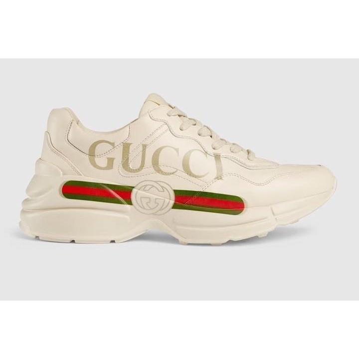 Original Gucci Logo Rhyton Retro Leather Sneaker/Sepatu Kets Kulit Retro Rhyton Logo Gucci Asli