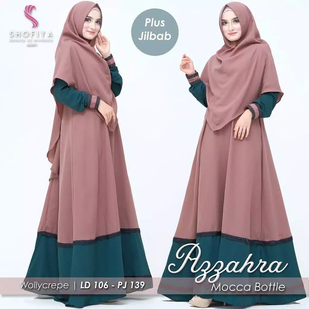 Gamis Dress Muslim Syari Gamis Syar'i Azzahra Syari GRATIS Hijab / khimar - Azzahra Syari Free Hijab
